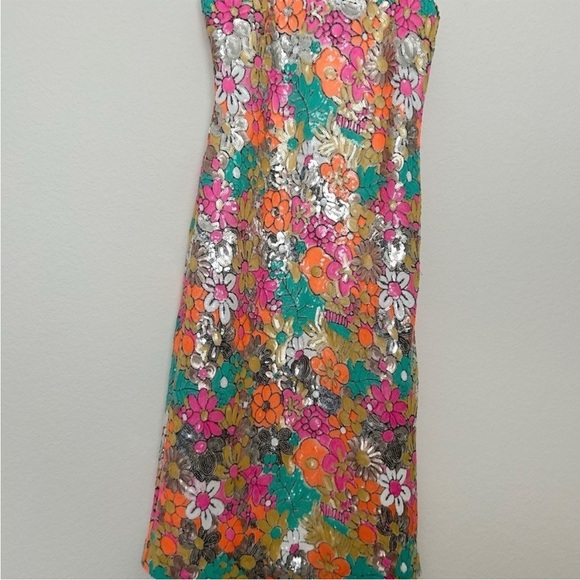 Milly Annie Floral Sequin Midi Dress NWT - Picture 6 of 10